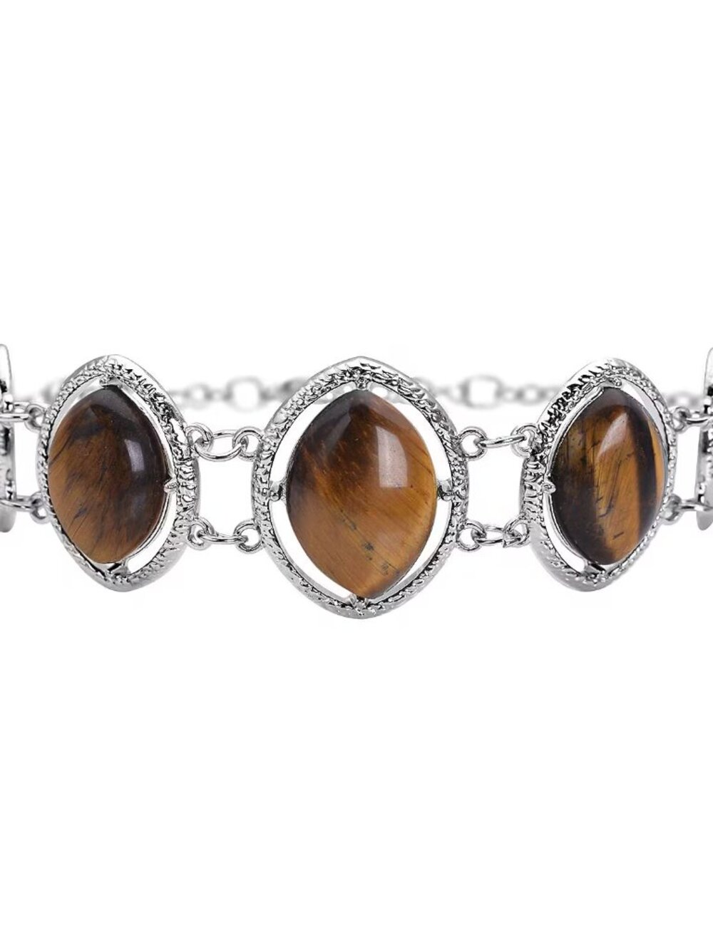Yellow Tiger's Eye Bracelet in Silvertone (8.00 In) 61.50 ctw - NEW